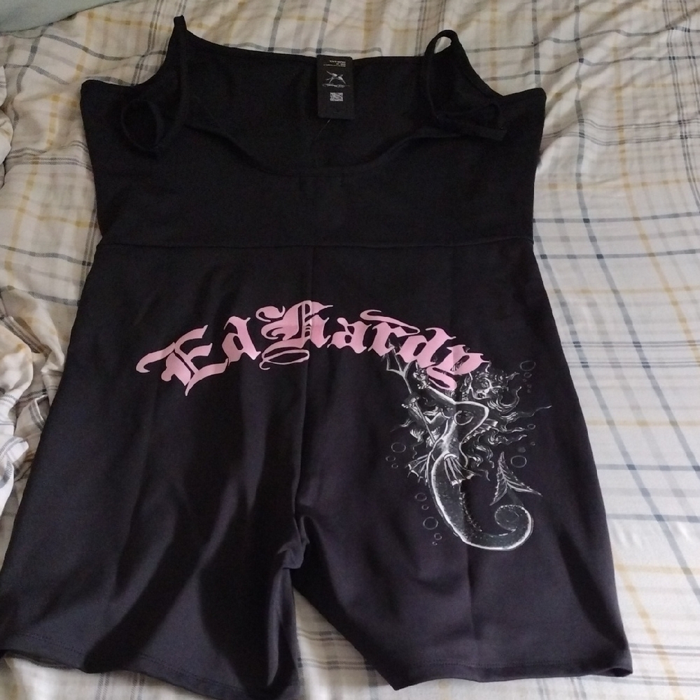 Ed Hardy Black One-Piece Romper with Pink Graphic - Picture 7 of 7